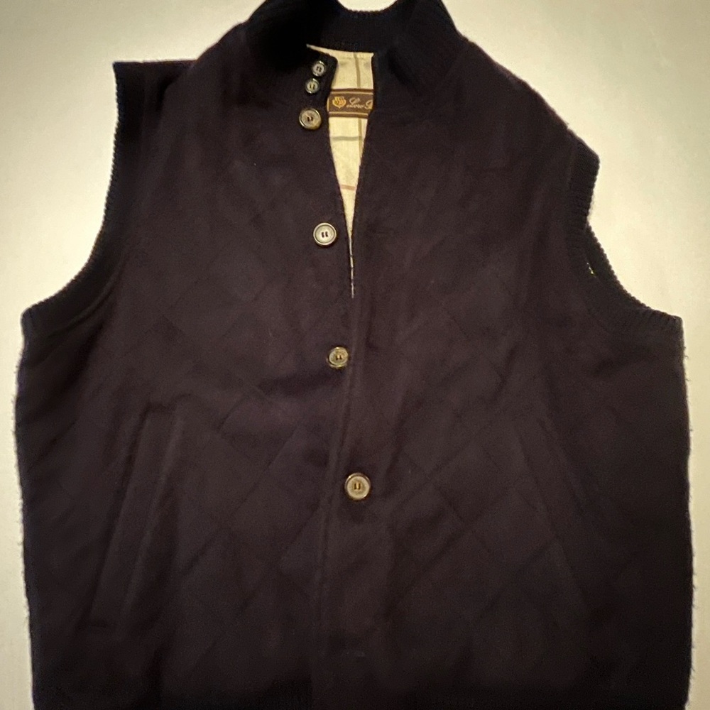 Loro Piana Black and Cream Cashmere Vest